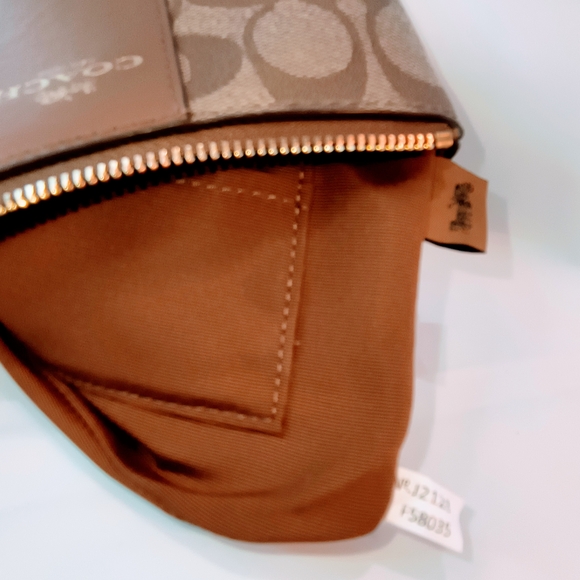 NWT COACH Corner Zip Wristlet in Signature Canvas, Khaki &Saddle Brown, F58035 - Picture 9 of 14